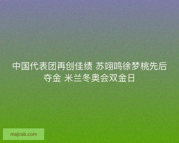 中国代表团再创佳绩 苏翊鸣徐梦桃先后夺金 米兰冬奥会双金日 中国代表团再创佳绩 苏翊鸣徐梦桃先后夺金 米兰冬奥会双金日