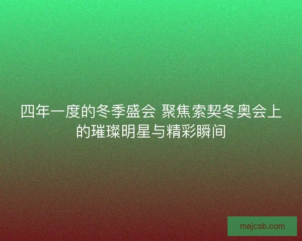 四年一度的冬季盛会 聚焦索契冬奥会上的璀璨明星与精彩瞬间